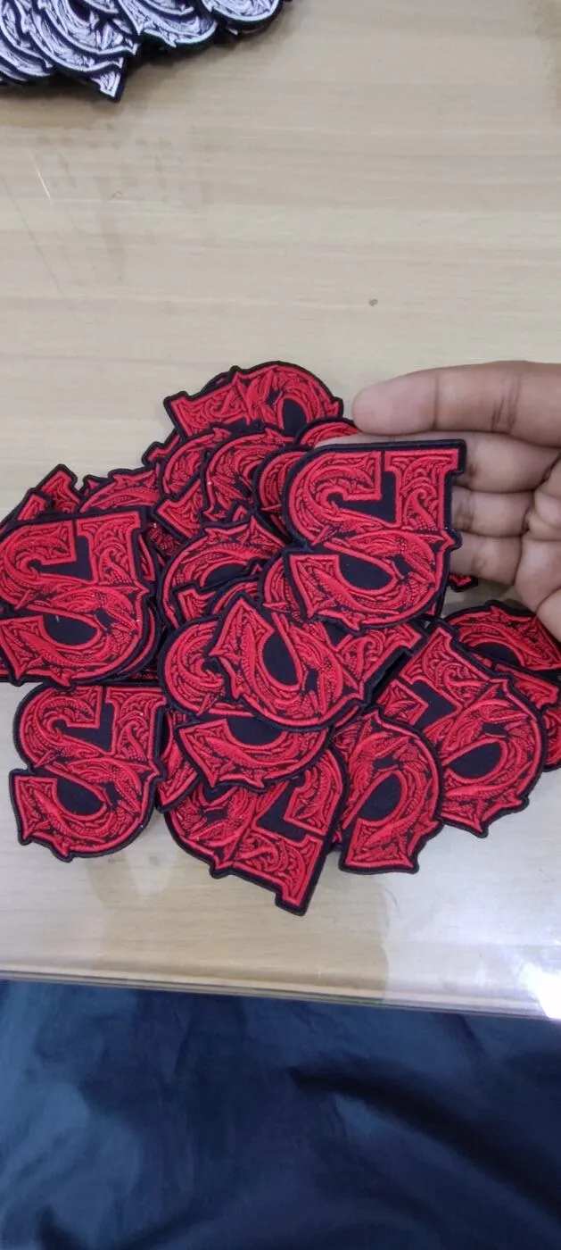 Ornate Monogram “S” Patch — Red