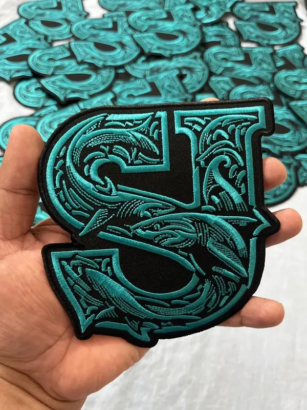 Ornate Monogram “S” Patch — Teal